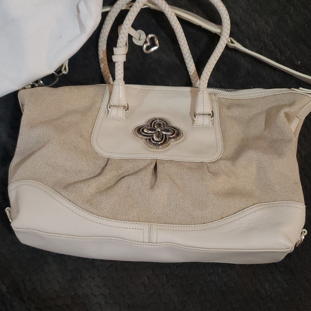 New Brighton beige creame handbag silver hardware